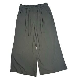 Tie Front Wide Leg Trouser‎ Pants Womens 14W 16W Gray Green Stretch Career Comfy